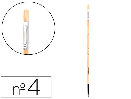 Pincel para pintura al oleo y acrilica liderpapel n 4 punta plana de pelo de cerda certificado fsc