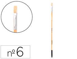Pincel para pintura al oleo y acrilica liderpapel n 6 punta plana de pelo de cerda certificado fsc