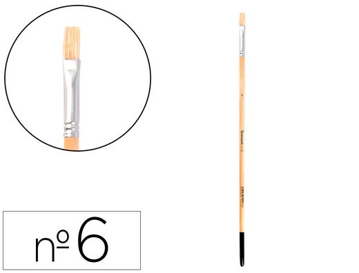Pincel para pintura al oleo y acrilica liderpapel n 6 punta plana de pelo de cerda certificado fsc