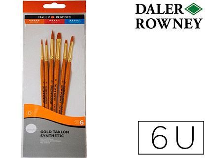 Pinceles daler rowney simply art sintentico mango corto dorado blister de 6 unidades