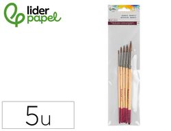 Pinceles de pelo de pony lider papel virola cromada blister de 5 unidades surtidas certificado fsc