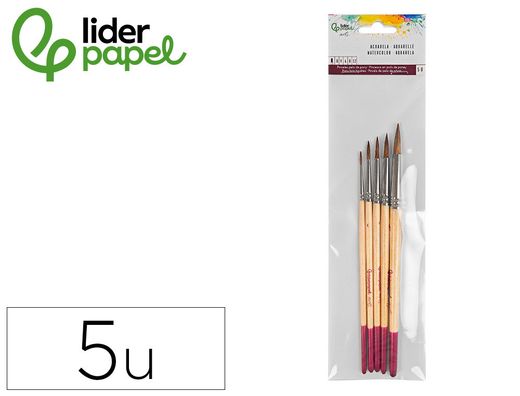 Pinceles de pelo de pony lider papel virola cromada blister de 5 unidades surtidas certificado fsc