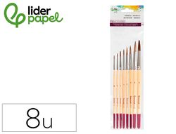 Pinceles de pelo de pony lider papel virola cromada blister de 8 unidades surtidas certificado fsc