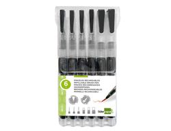 Pinceles liderpapel recargables para productos acuarelables set de 6 unidadesgrosor puntas surtidas