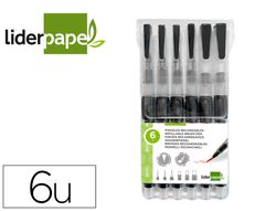 Pinceles liderpapel recargables para productos acuarelables set de 6 unidadesgrosor puntas surtidas