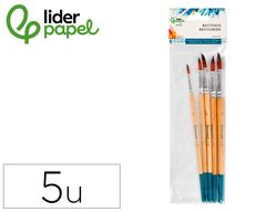 Pinceles sinteticos liderpapel punta redonda bolsa de 5 unidades tamańos surtidos certificado fsc