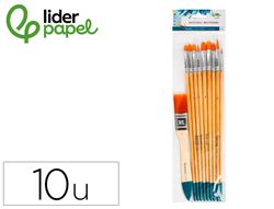 Pinceles sinteticos liderpapel puntas y tamańos surtidos bolsa de10 unidades certificado fsc