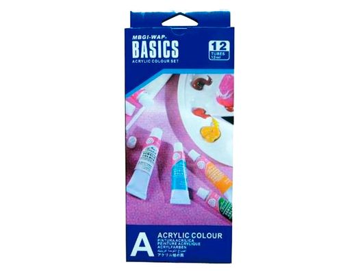 Pintura Acrilica Artist Caja Carton de 12 Colores Surtidos Tubo de 12 Ml