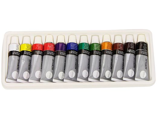 Pintura acrilica daler rowney simply caja de 12 colores surtidos tubo de 12 ml
