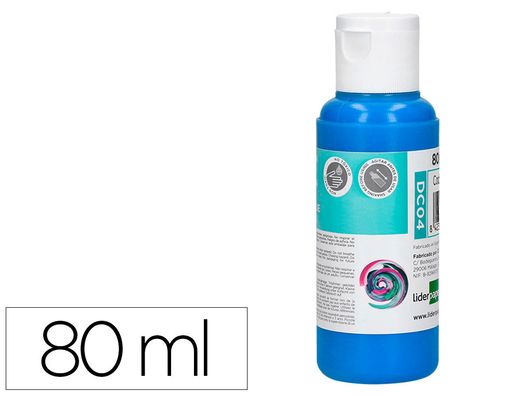 Pintura acrilica liderpapel bote de 80 ml cian