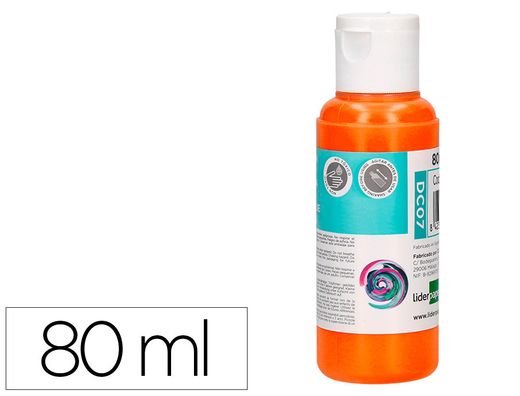 Pintura acrilica liderpapel bote de 80 ml naranja