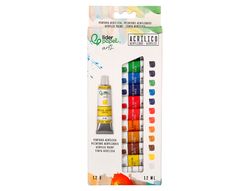 Pintura acrilica liderpapel caja de 12 tubos de aluminio de 12 ml colores surtidos
