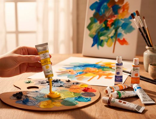 Pintura acrilica liderpapel caja de 12 tubos de aluminio de 12 ml colores surtidos