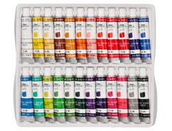 Pintura acrilica liderpapel caja de 24 tubos de aluminio de 12 ml colores surtidos