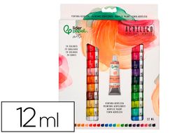 Pintura acrilica liderpapel caja de 24 tubos de aluminio de 12 ml colores surtidos
