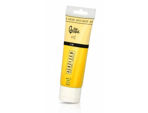 Pintura acrilica liderpapel tubo de plastico de 120 ml color amarillo