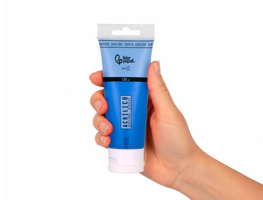 Pintura acrilica liderpapel tubo de plastico de 120 ml color azul