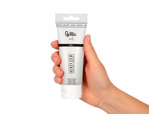 Pintura acrilica liderpapel tubo de plastico de 120 ml color blanco titanio