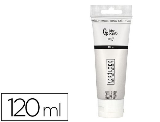 Pintura acrilica liderpapel tubo de plastico de 120 ml color blanco titanio