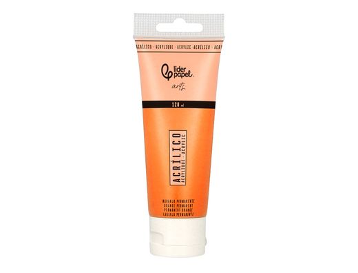 Pintura acrilica liderpapel tubo de plastico de 120 ml color naranja permanente