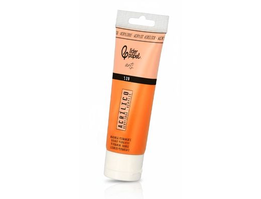 Pintura acrilica liderpapel tubo de plastico de 120 ml color naranja permanente