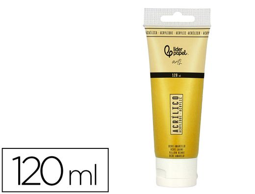 Pintura acrilica liderpapel tubo de plastico de 120 ml color ocre amarillo
