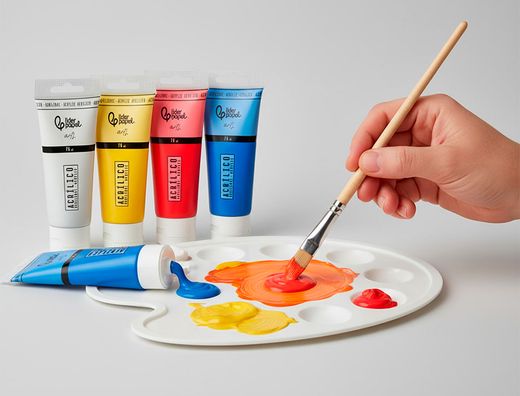 Pintura acrilica liderpapel tubo de plastico de 120 ml color rojo bermellon