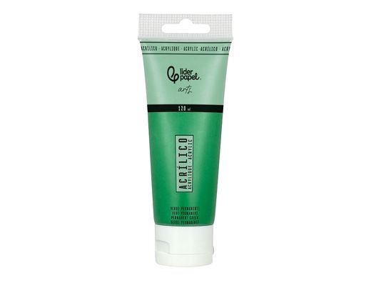 Pintura acrilica liderpapel tubo de plastico de 120 ml color verde permanente