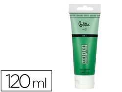 Pintura acrilica liderpapel tubo de plastico de 120 ml color verde permanente