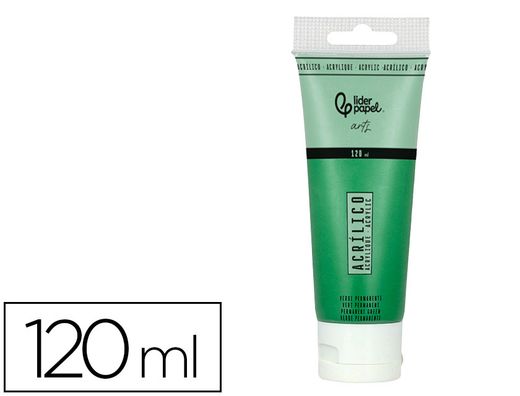 Pintura acrilica liderpapel tubo de plastico de 120 ml color verde permanente