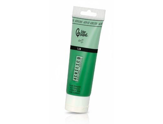 Pintura acrilica liderpapel tubo de plastico de 120 ml color verde permanente