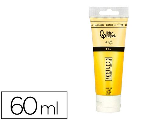 Pintura acrilica liderpapel tubo de plastico de 60 ml color amarillo