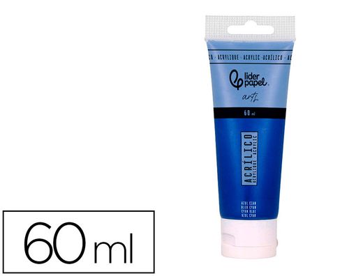 Pintura acrilica liderpapel tubo de plastico de 60 ml color azul cian