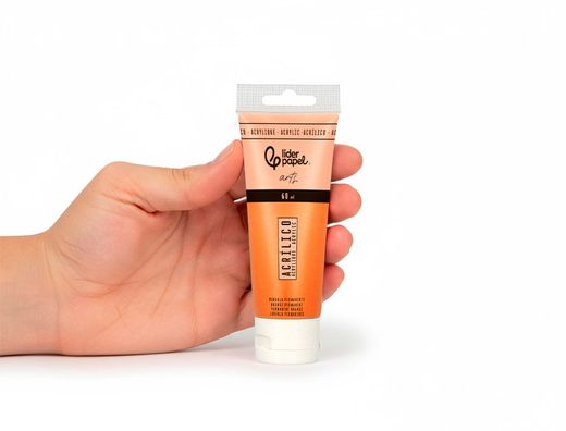 Pintura acrilica liderpapel tubo de plastico de 60 ml color naranja permanente