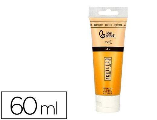 Pintura acrilica liderpapel tubo de plastico de 60 ml color ocre amarillo