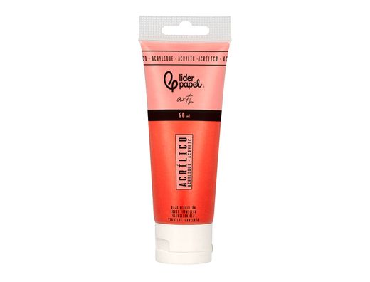 Pintura acrilica liderpapel tubo de plastico de 60 ml color rojo bermellon