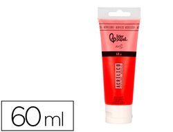 Pintura acrilica liderpapel tubo de plastico de 60 ml color rojo carmin