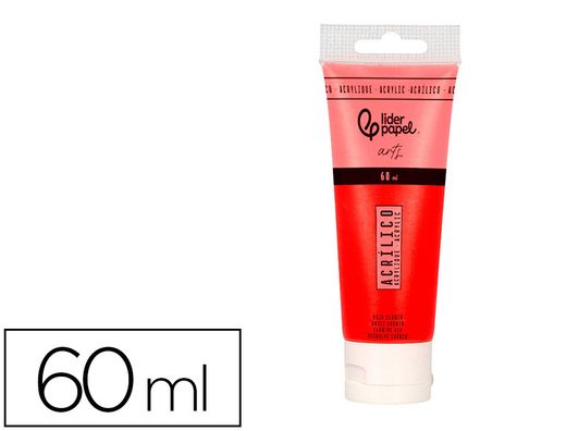Pintura acrilica liderpapel tubo de plastico de 60 ml color rojo carmin