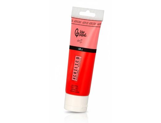 Pintura acrilica liderpapel tubo de plastico de 60 ml color rojo carmin