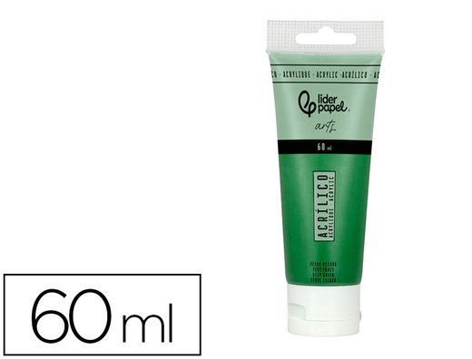 Pintura acrilica liderpapel tubo de plastico de 60 ml color verde oscuro