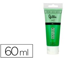 Pintura acrilica liderpapel tubo de plastico de 60 ml color verde permanente
