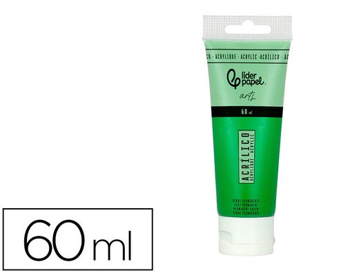 Pintura acrilica liderpapel tubo de plastico de 60 ml color verde permanente