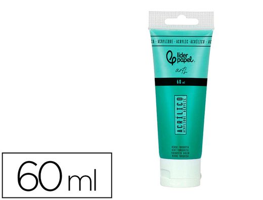 Pintura acrilica liderpapel tubo de plastico de 60 ml color verde turquesa