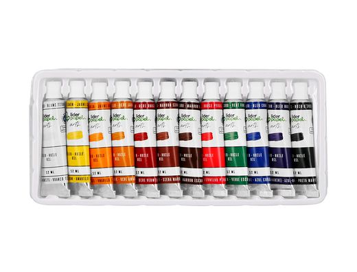 Pintura al oleo liderpapel caja de 12 tubos de aluminio de 12 ml colores surtidos