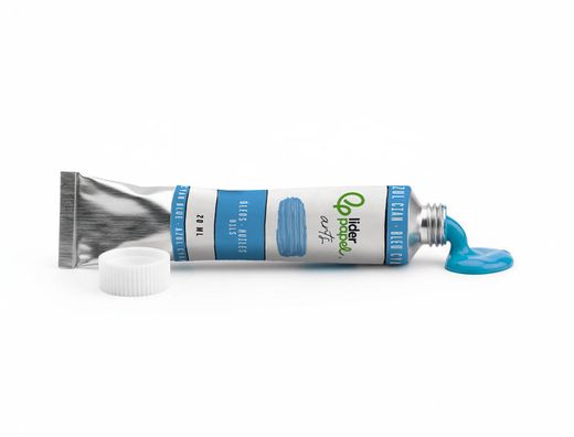 Pintura al oleo liderpapel tubo de aluminio de 20 ml color azul cian