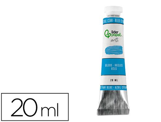 Pintura al oleo liderpapel tubo de aluminio de 20 ml color azul cian