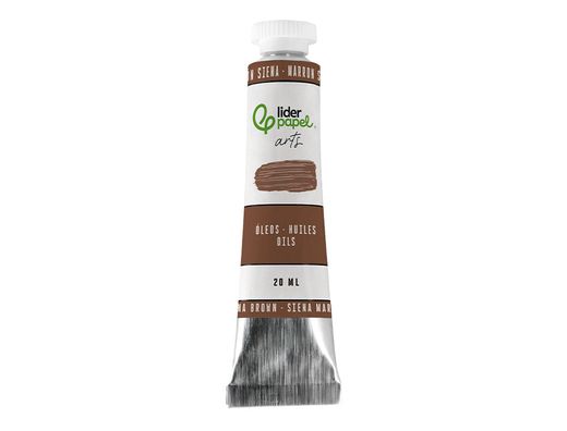 Pintura al oleo liderpapel tubo de aluminio de 20 ml color marron siena