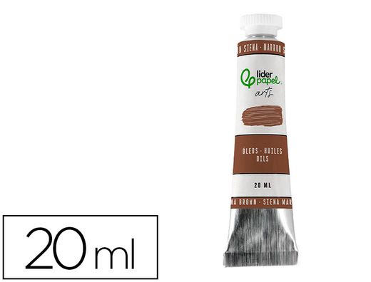 Pintura al oleo liderpapel tubo de aluminio de 20 ml color marron siena