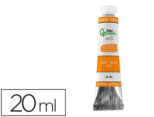 Pintura al oleo liderpapel tubo de aluminio de 20 ml color naranja permanente