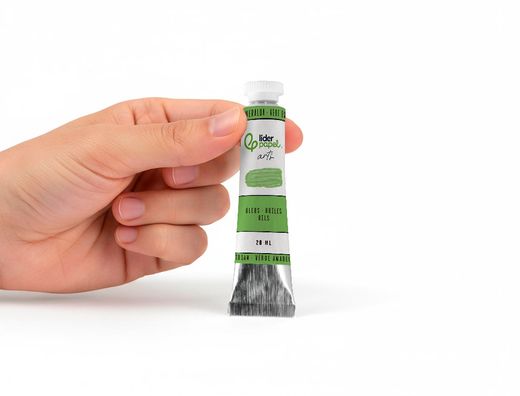 Pintura al oleo liderpapel tubo de aluminio de 20 ml color verde esmeralda